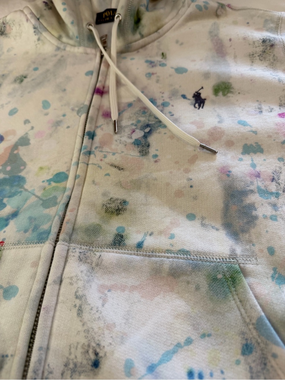 NWOT POLO RALPH LAUREN Paint Splatter Full Zip Hoodie Pony XL - Picture 11 of 12